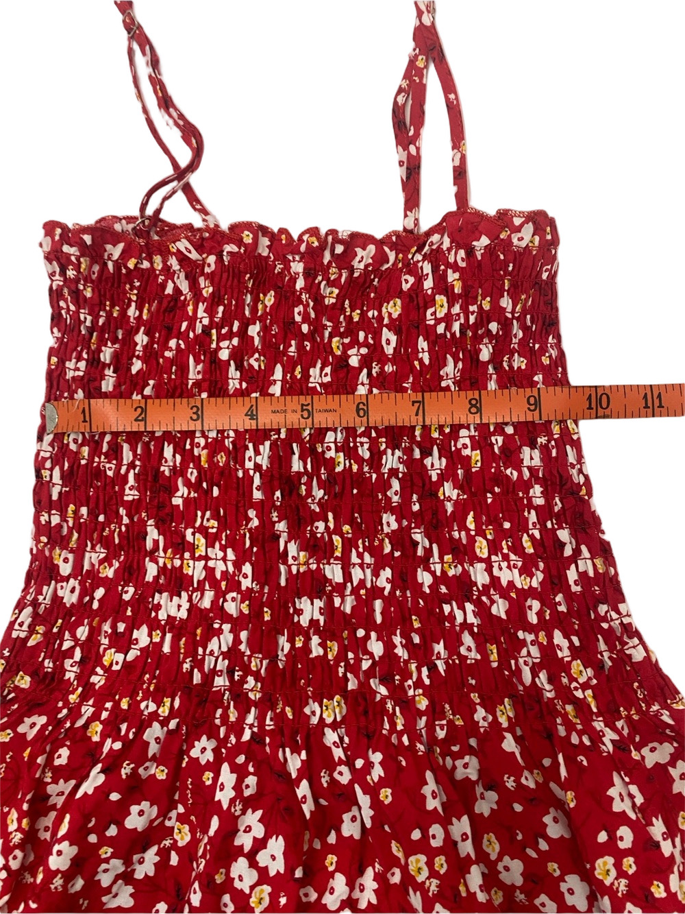 Muse Red Floral Smocked Mini Dress - Picture 6 of 8